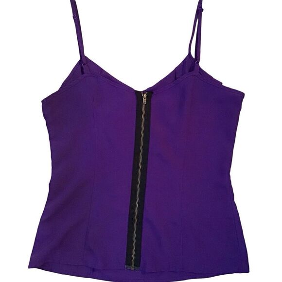 💜 Miley Cyrus Purple Ruffle Zip-Back Cami – Size M - Picture 3 of 9